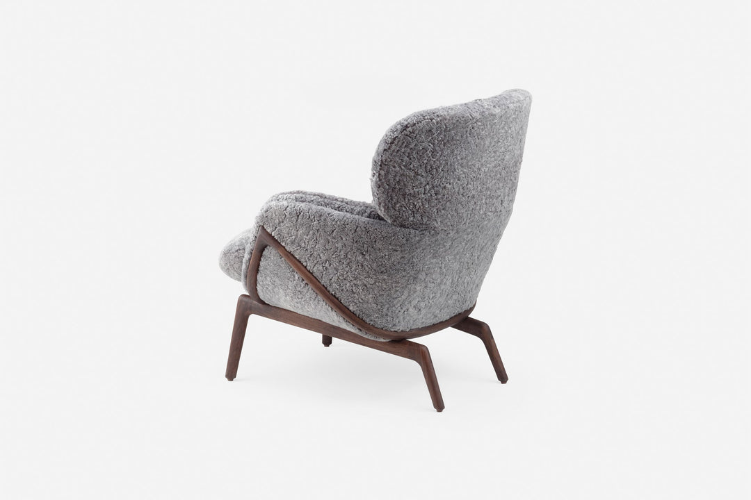 BLACK OILED WALNUT & SCANDINAVIAN GREY CURLY SHEEPSKIN