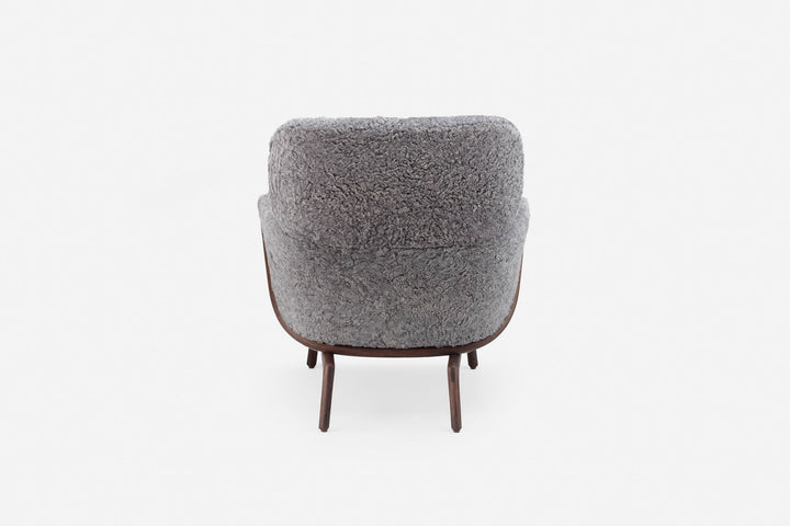 BLACK OILED WALNUT & SCANDINAVIAN GREY CURLY SHEEPSKIN