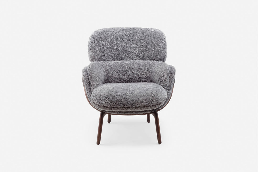 BLACK OILED WALNUT & SCANDINAVIAN GREY CURLY SHEEPSKIN