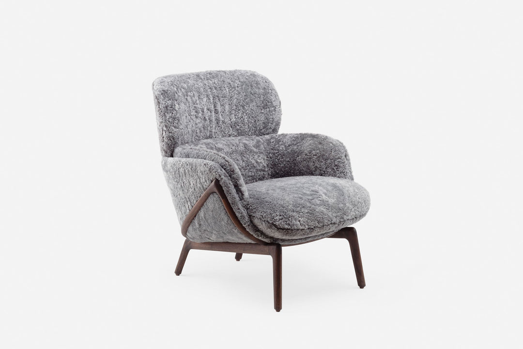 BLACK OILED WALNUT & SCANDINAVIAN GREY CURLY SHEEPSKIN