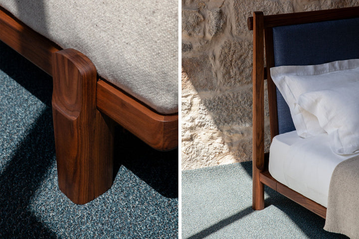 TWENTY-FIVE UPHOLSTERED BED