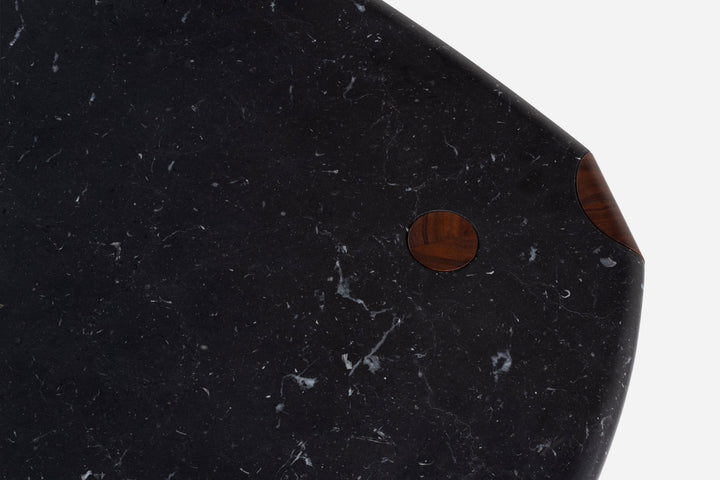 BLACK MARQUINA MARBLE & DANISH OILED WALNUT (MODEL: LFM, H 35 CM)