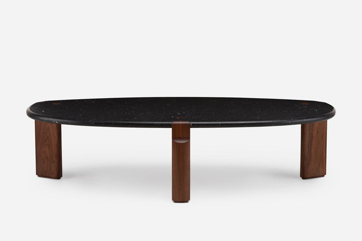 BLACK MARQUINA MARBLE & DANISH OILED WALNUT (MODEL: LFM, H 35 CM)