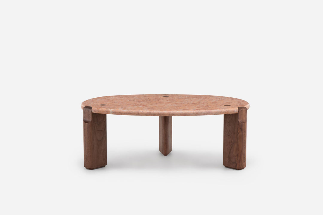 ROSA NEGRAIS MARBLE & DANISH OILED WALNUT (MODEL: SIM, H 40 CM)