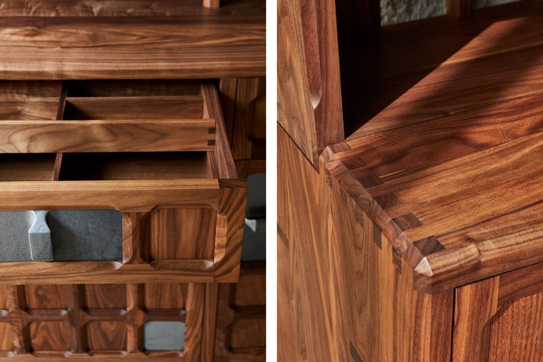 DANISH OILED WALNUT & GREY CERAMIC & CATARINA RICCABONA PANELS (MODEL: LFN)