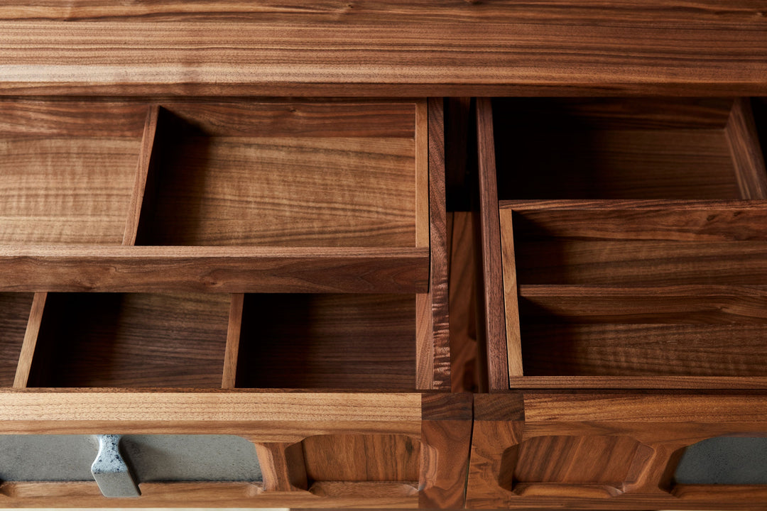 DANISH OILED WALNUT & GREY CERAMIC & CATARINA RICCABONA PANELS (MODEL: LFN)