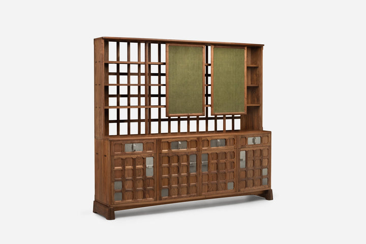 DANISH OILED WALNUT & GREY CERAMIC & GREEN FLORES TEXTILE LINEN (MODEL: LF)