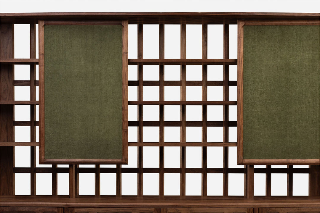 DANISH OILED WALNUT & GREY CERAMIC & GREEN FLORES TEXTILE LINEN (MODEL: LF)