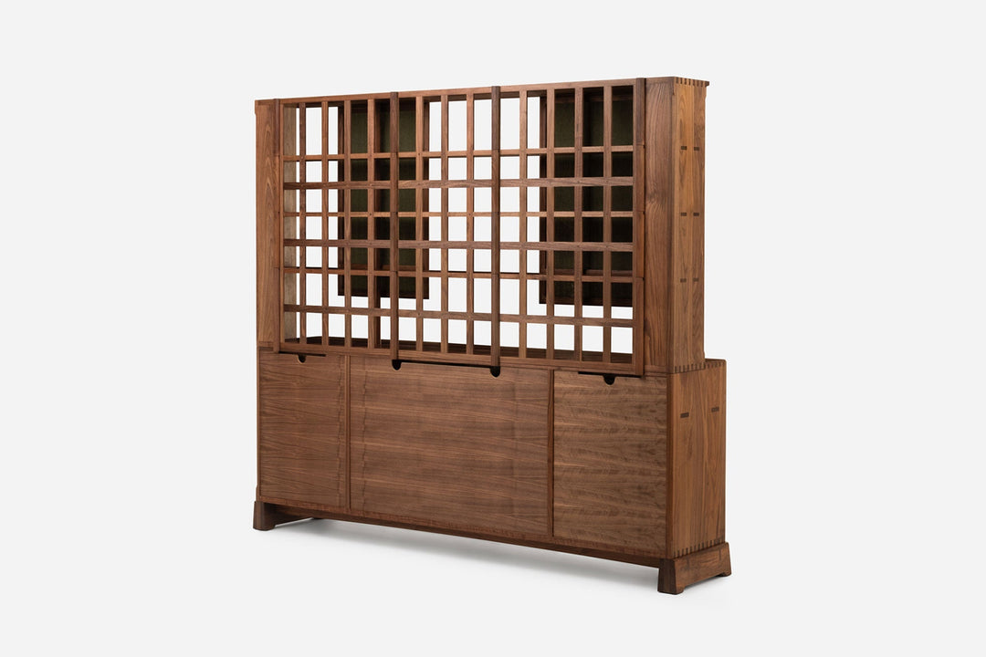 DANISH OILED WALNUT & GREY CERAMIC & GREEN FLORES TEXTILE LINEN (MODEL: LF)