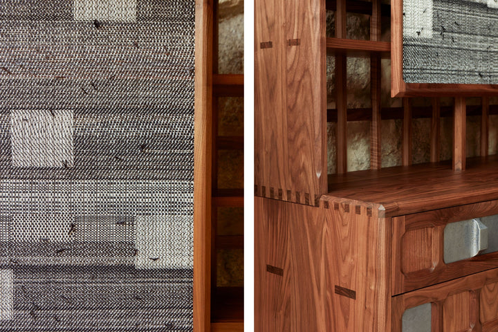 DANISH OILED WALNUT & GREY CERAMIC & CATARINA RICCABONA PANELS (MODEL: LFN)