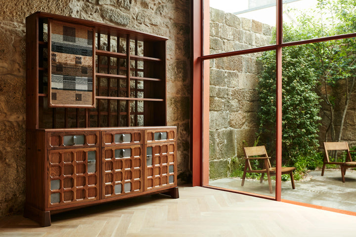 DANISH OILED WALNUT & GREY CERAMIC & CATARINA RICCABONA PANEL (MODEL: MFN)