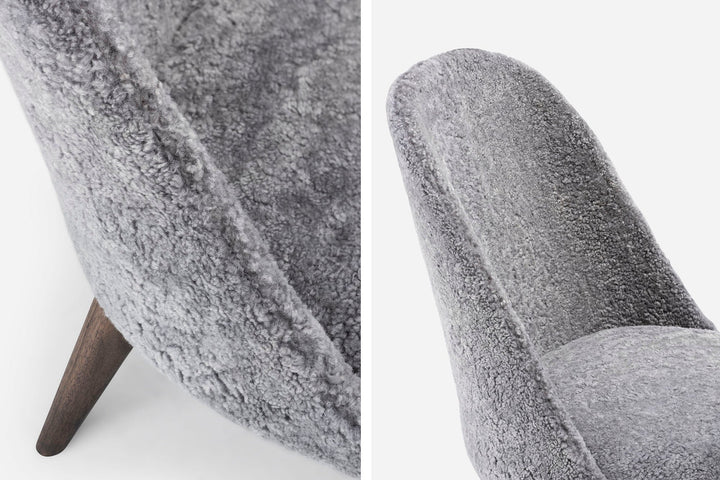 BLACK OILED WALNUT & SCANDINAVIAN GREY CURLY SHEEPSKIN