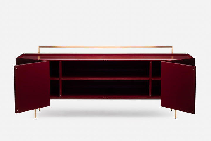 BORDEAUX PAINTED ASH & BORDEAUX GLOSS HDF & BRUSHED BRASS