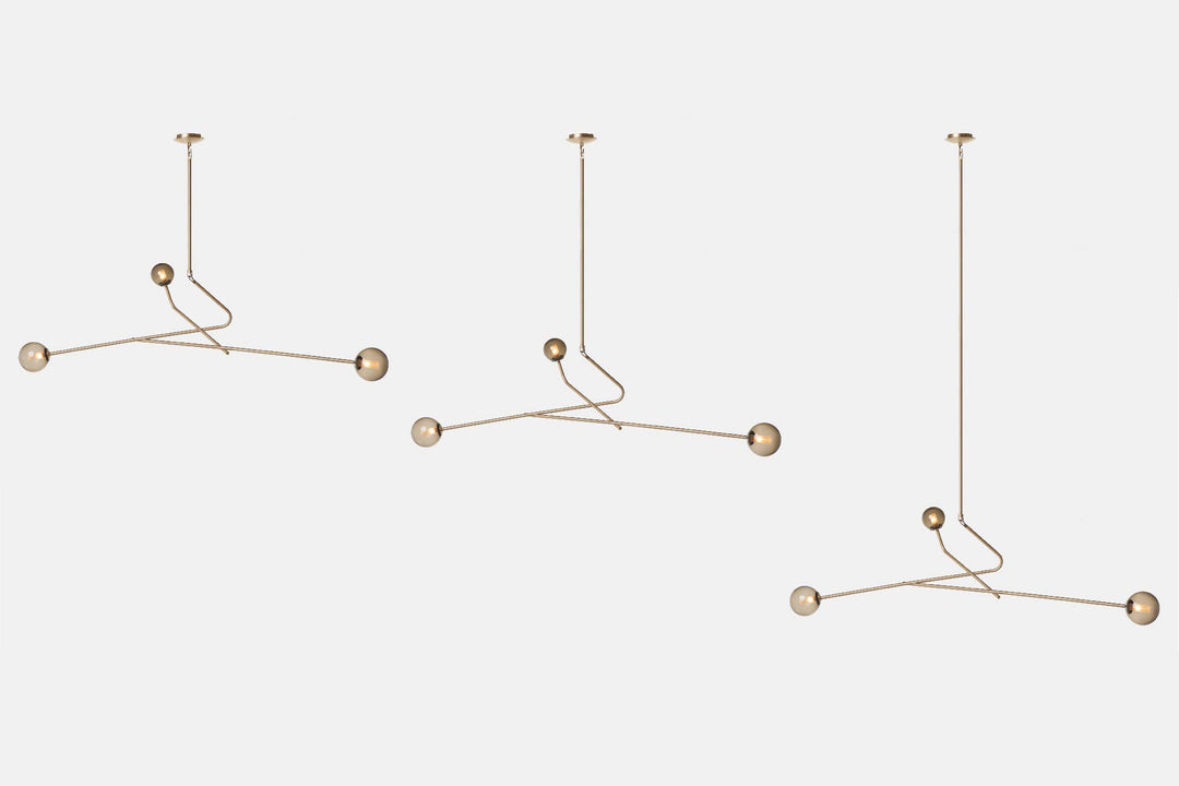 BRUSHED BRASS AND GREY GLASS (MODELS: S, M & L)