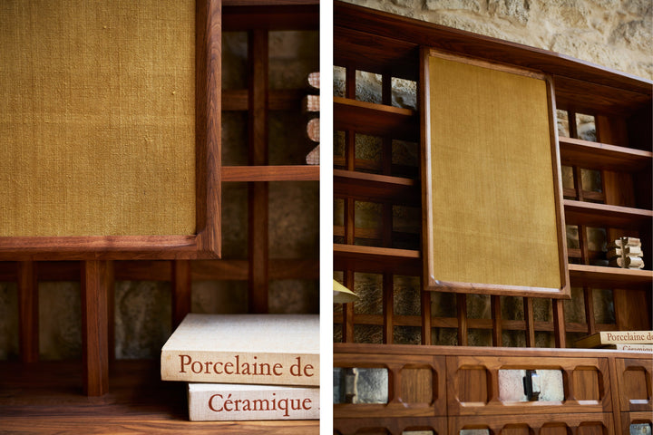 DANISH OILED WALNUT & OCHRE FLORES LINEN TEXTILE