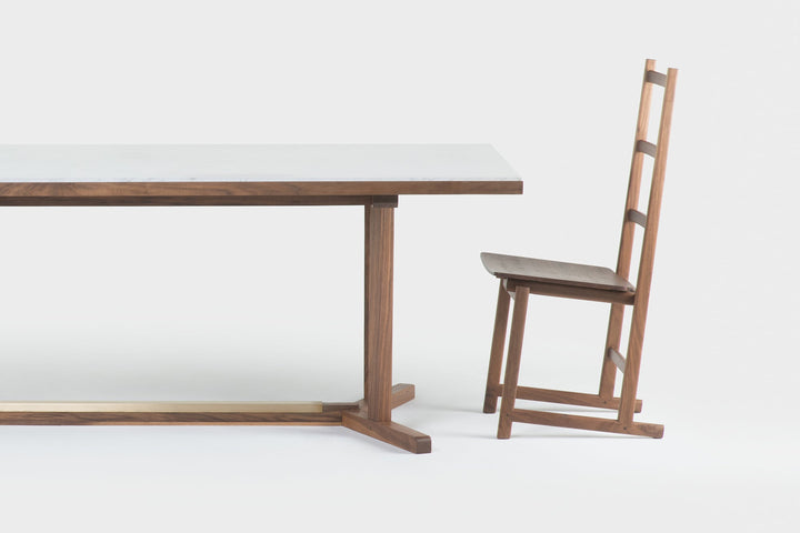 DANISH OILED WALNUT & CARRARA MARBLE & BRUSHED BRASS (+SHAKER CHAIR)